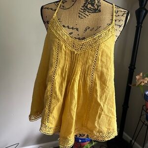 Miss Me Yellow Women's Camisole with Lace Detail